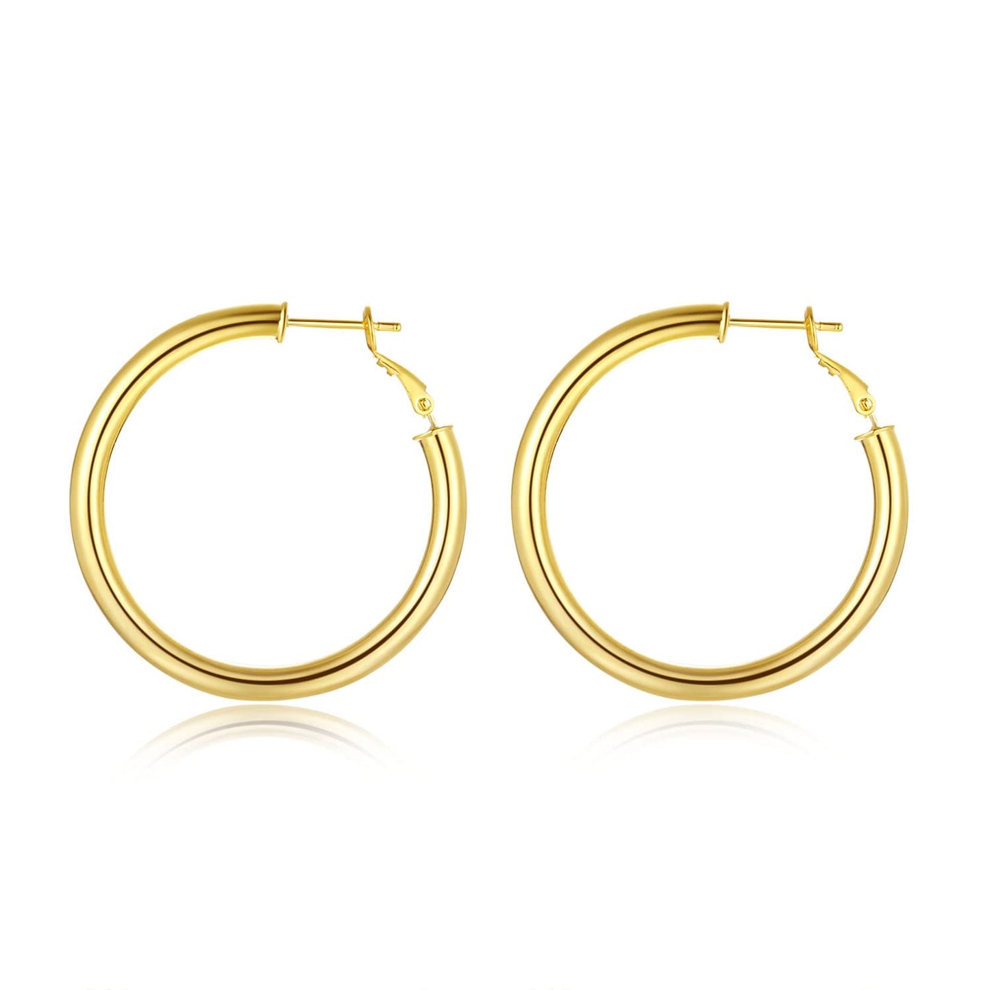 Doubnine Tube Hoop Earrings Gold Lightweight Large Earrings Women Fashion Jewelry (50mm, gold)