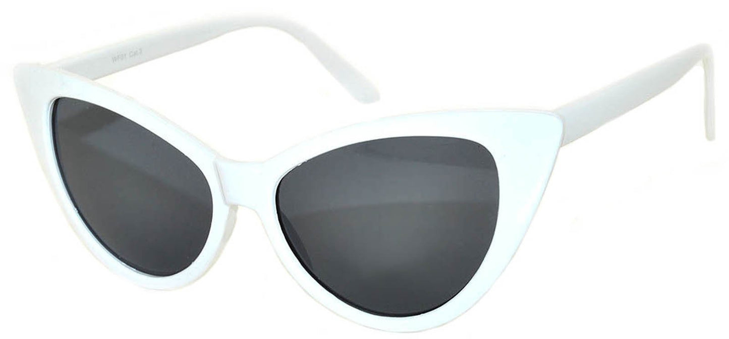 Online-Welcome OWL Vintage Cat Eye Sunglasses Smoke Lens White Frame