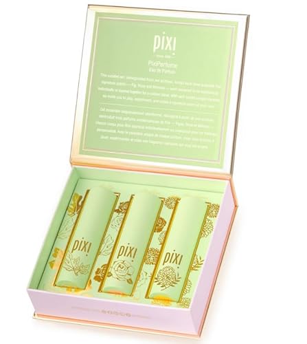 Pixi Beauty PixiPerfume Eau de Parfum Gift Trio, Layerable Rose, Fig and Mimosa Fragrance Set for Women, Travel Size Perfume, 3 x 0.5 fl oz