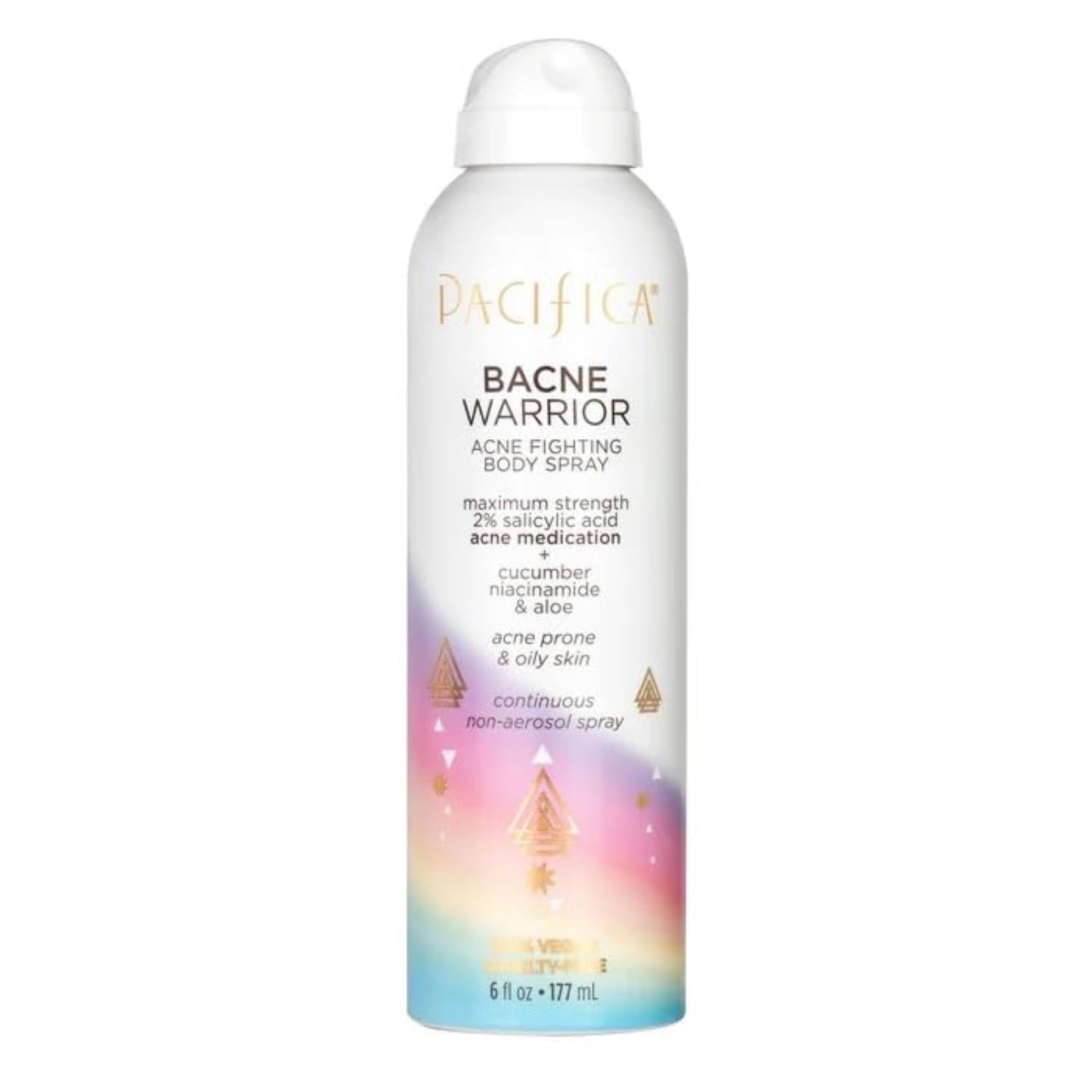 Pacifica Bacne Warrior - Bacne Salicylic Acid Spray, Back Acne Treatment Spray with 2% Salicylic Acid, Niacinamide, and Aloe, Body Acne Warrior