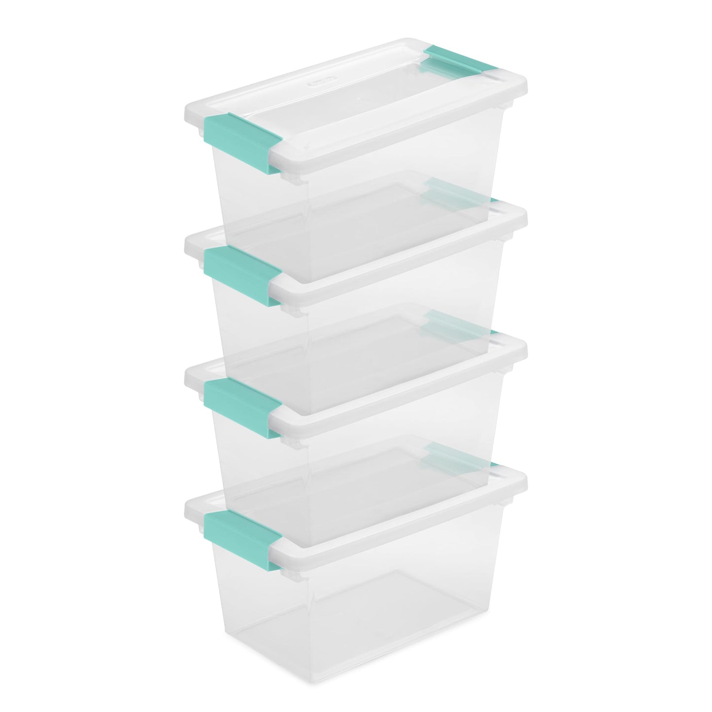 Sterilite 4-Pack Clip Box, Stackable Clear Plastic Bins with Latching Lids, Medium - Writing, Arts or Crafts Supplies Storage Containers for Home…