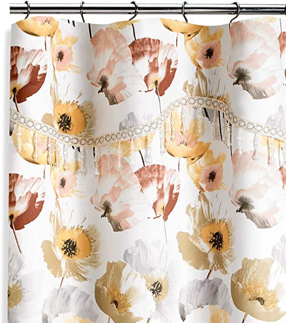 Popular Bath 959437 Poppy Fields, Shower Curtain, Pastel Moss 72.00" x 70.00"