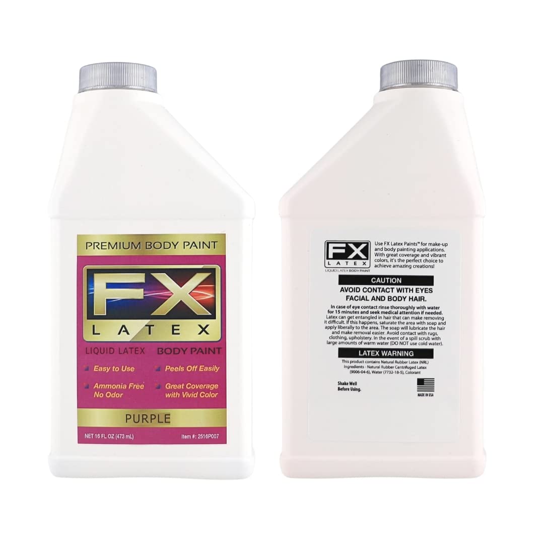 Liquid Latex Fashions - Ammonia Free Natural Face paint for Kids and Adults, Ideal for Artwork, Parties, School Plays, Cosplays and Concerts, Purple