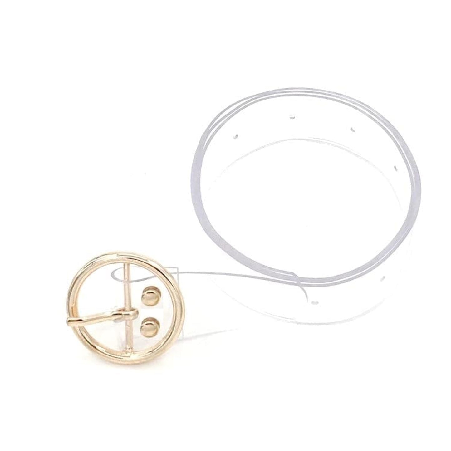 YADIRF Trendy Chic Transparent Women Buckle Belt Wide Waist Waistband Clear For Women Girls (Round Gold)