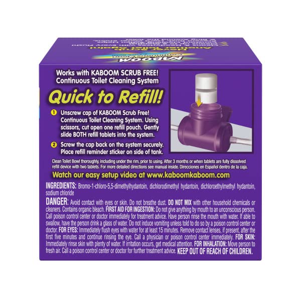 Kaboom Scrub Free! Continuous Clean Toilet Cleaning System Refill, 1 Box with 2 Refill Pouches