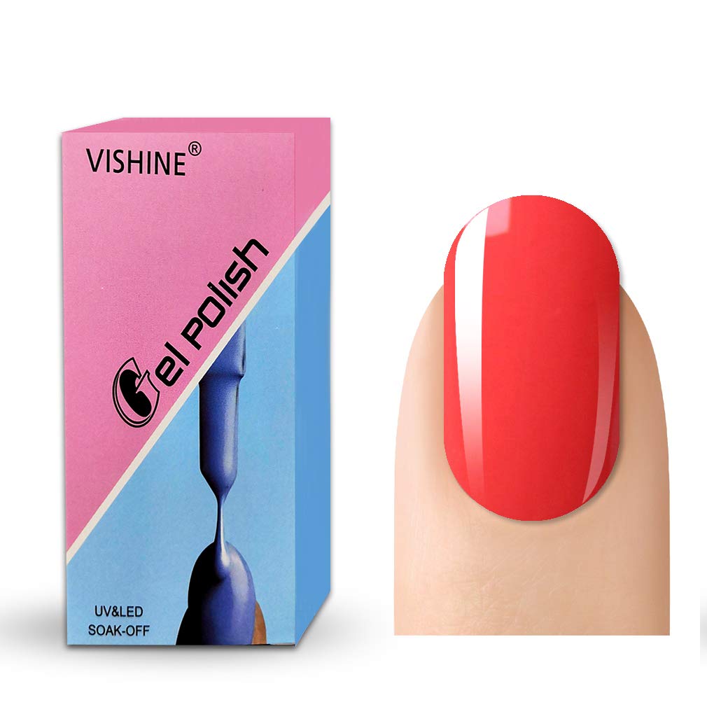 Vishine Gelpolish Gel Nail Polish Lacquer Shiny Color Soak Off UV LED Professional Manicure Tomato(1590)