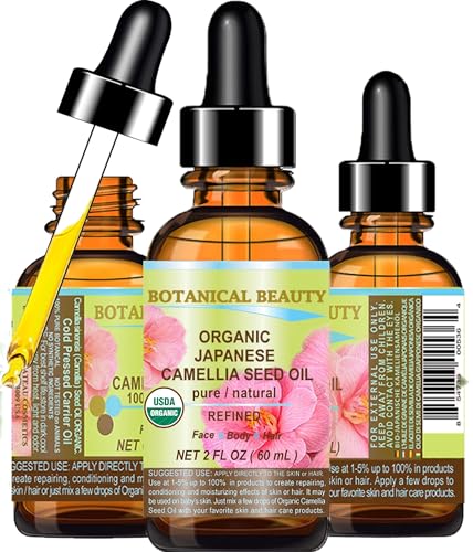 Botanical Beauty Japanese ORGANIC CAMELLIA Seed Oil. 100% Pure Natural Undiluted Refined Cold Pressed Carrier Oil to revitalize and rejuvenate the