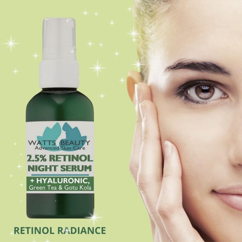 Watts Beauty 2.5% Retinol Serum Enhanced with 50% Hyaluronic Acid - Anti Aging Retinol for Fine Lines, Wrinkles, Blemishes, Large Pores & More - No