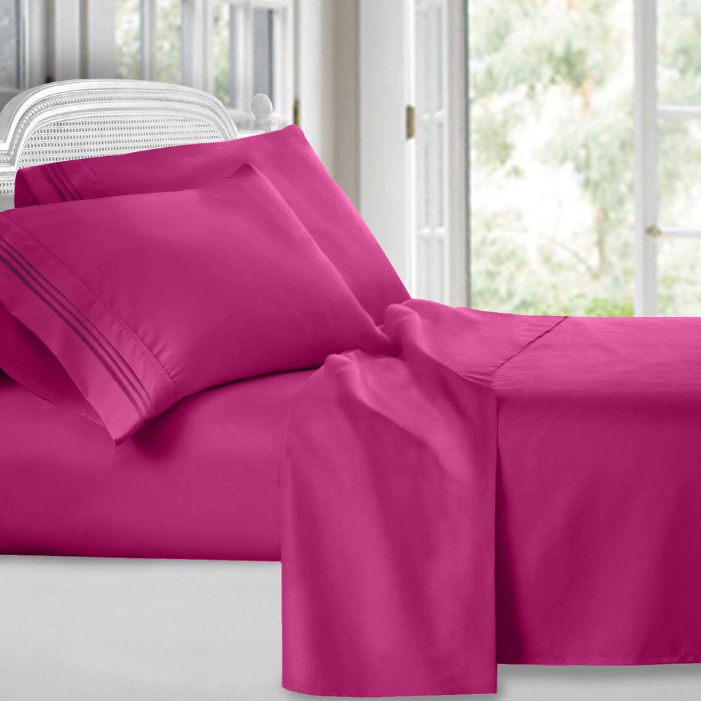 Clara Clark Bed Sheets, Premier 1800 Series 4 Piece Bed Sheet Set, Deep Pocket, Wrinkle, Fade, Stain Resistant, Luxury Soft Bedding Sheets &