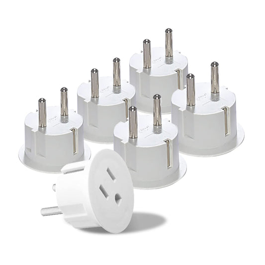 OREI USA to Europe Plug Adapter 6-Pack – Type E/F Schuko for Germany, France & More – CE Certified, Travel Power Adapter
