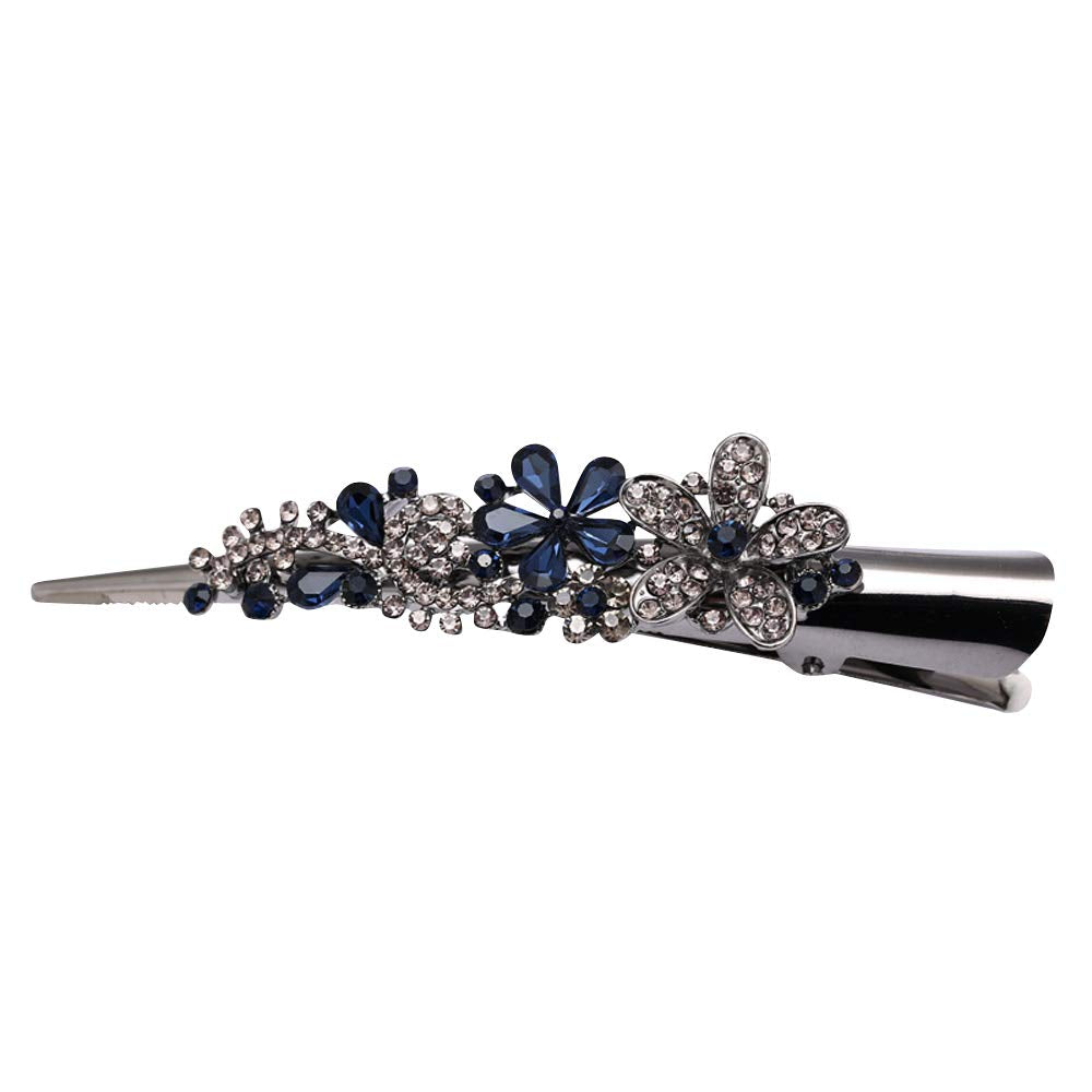 Large Double Row Teeth Metal Duck Bill Clips Hair Clips Rhinestone Flower Hair Barrettes with Teeth Hair Pins Hair Slide Stylish for Women Girl Hair