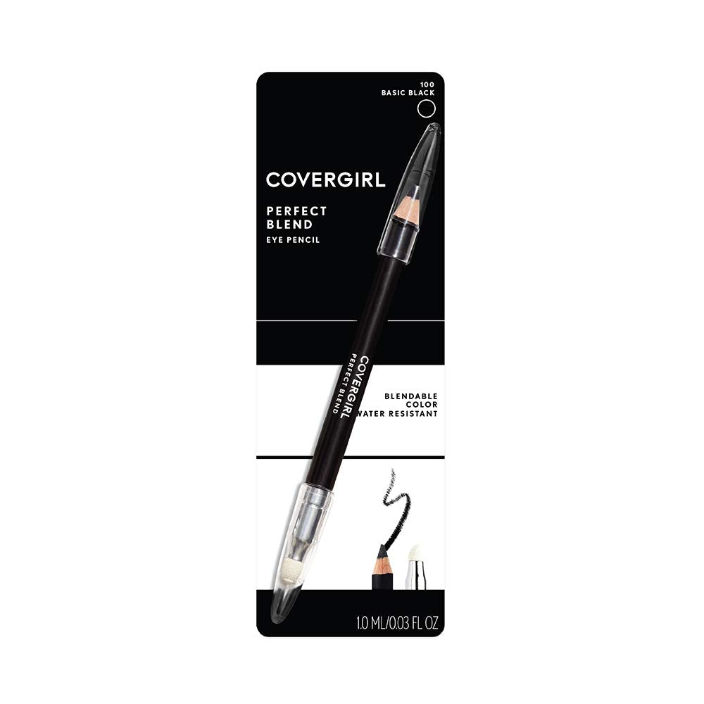 COVERGIRL Perfect Blend Eyeliner Pencil, Basic Black, 1 Count (.03 oz), Eyeliner Pencil with Blending Tip For Precise or Smudged Look (packaging may