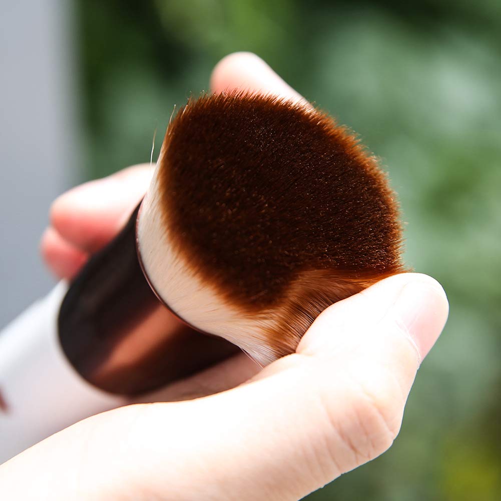 DUcare Foundation Brush,Flat Top Kabuki Brush Synthetic Professional Makeup Brush Liquid Blending Mineral Powder Buffing Stippling Makeup Tools, Rose