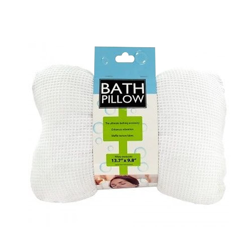 Kole Bath Pillow with Suction Cups, Soft White Cotton Neck Back Support Beauty and Personal Care Kole