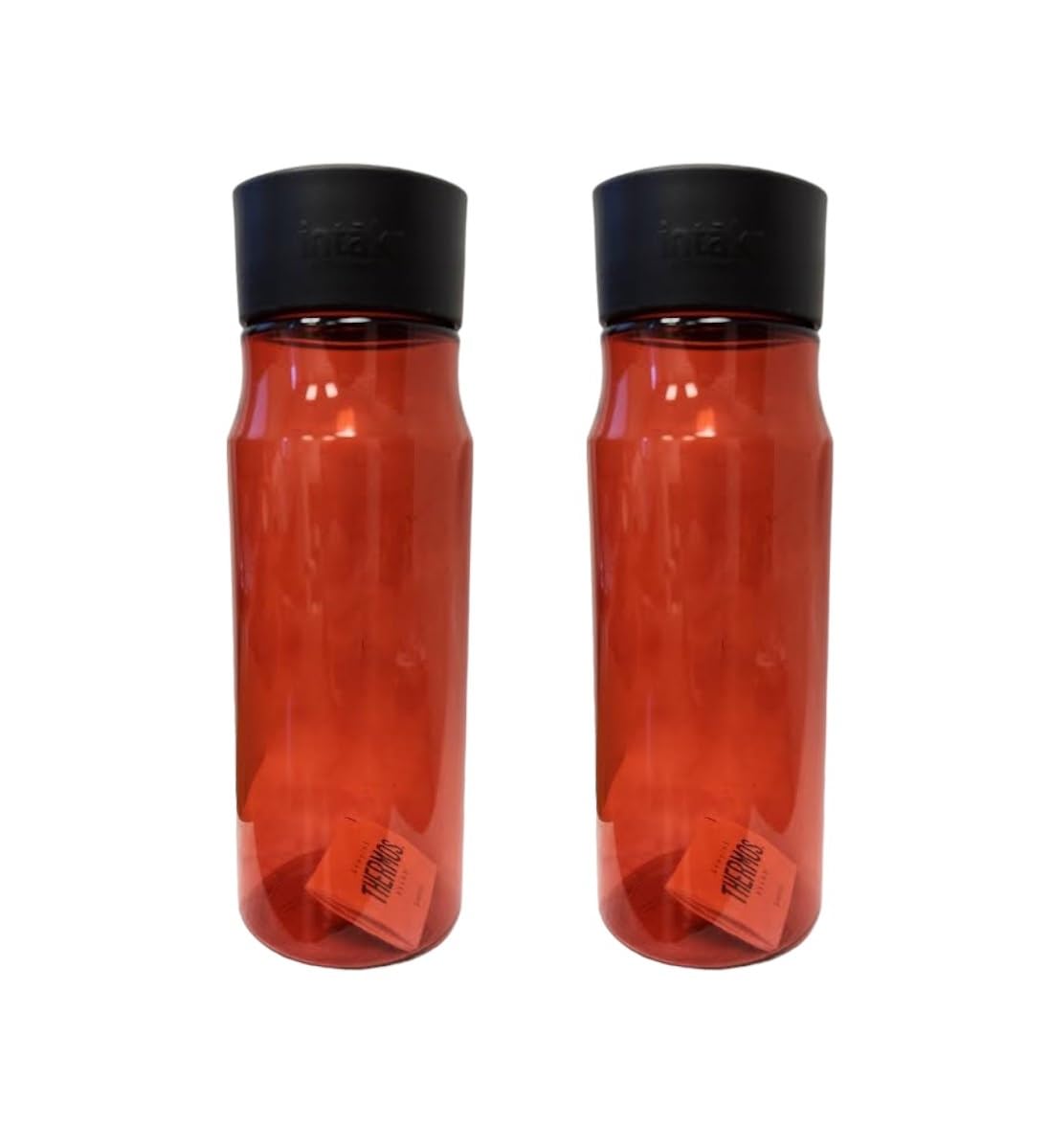 THERMOS intak Hydration Water Bottle Portable Plastic With Handle, Red, 26oz, Pack of 2