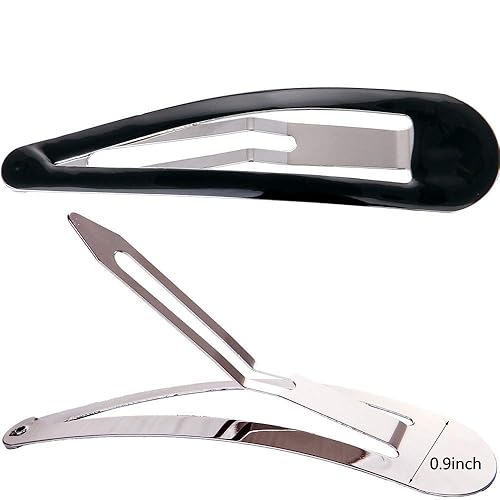 LONEEDY Pack of 10 Large Metal Stoving Varnish Hair Snap Clips,3.5 inch Long No-slip Hair Clips Barrettes For Women and Girls (Black)