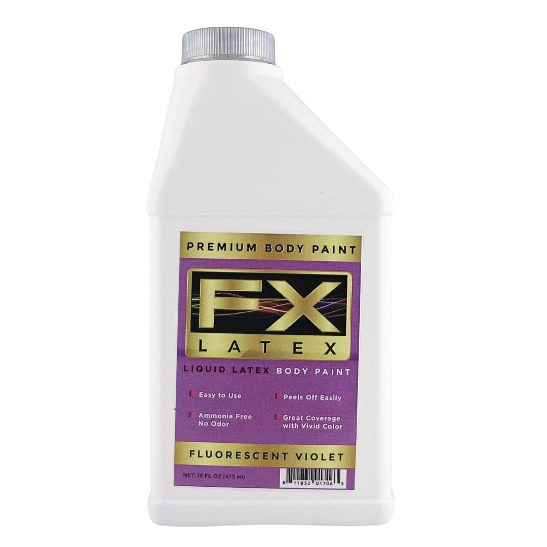Liquid Latex Fashions- Ammonia Free Natural Face paint for Kids and Adults, Ideal for Art, School Plays, Cosplays and Concerts, Fluorescent Violet- 16