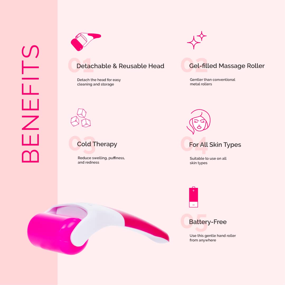 Elizabeth Mott Ice Roller for Face & Eyes Cooling Facial Massager to Reduce Puffiness Under-Eye Bags & Swelling Tighten Pores Boost Circulation Soothe