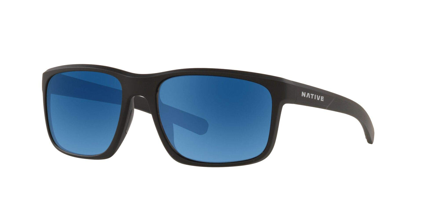 Native Eyewear Wells Sunglass, Matte Black Crystal, Blue Reflex