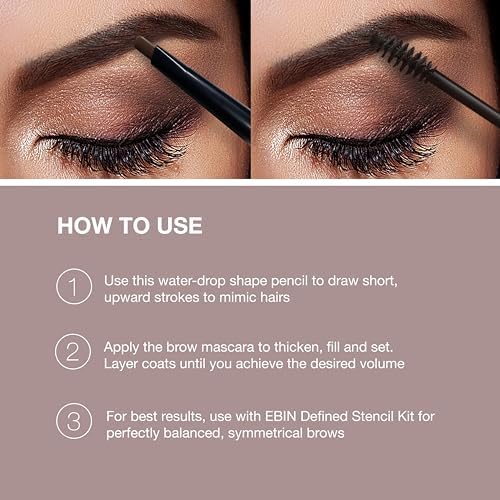 EBIN NEW YORK Secret of Pharaoh Dual Eyebrow Pencil & Mascara Natural Espresso | 2-in-1 Brow Pencil & Gel | Water-Resistant, Long-Lasting, Natural