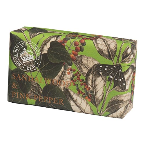 The English Soap Company Royal Botanical Gardens Kew Wrapped Soap Bar, Sandalwood and Pink Pepper Scent 240g