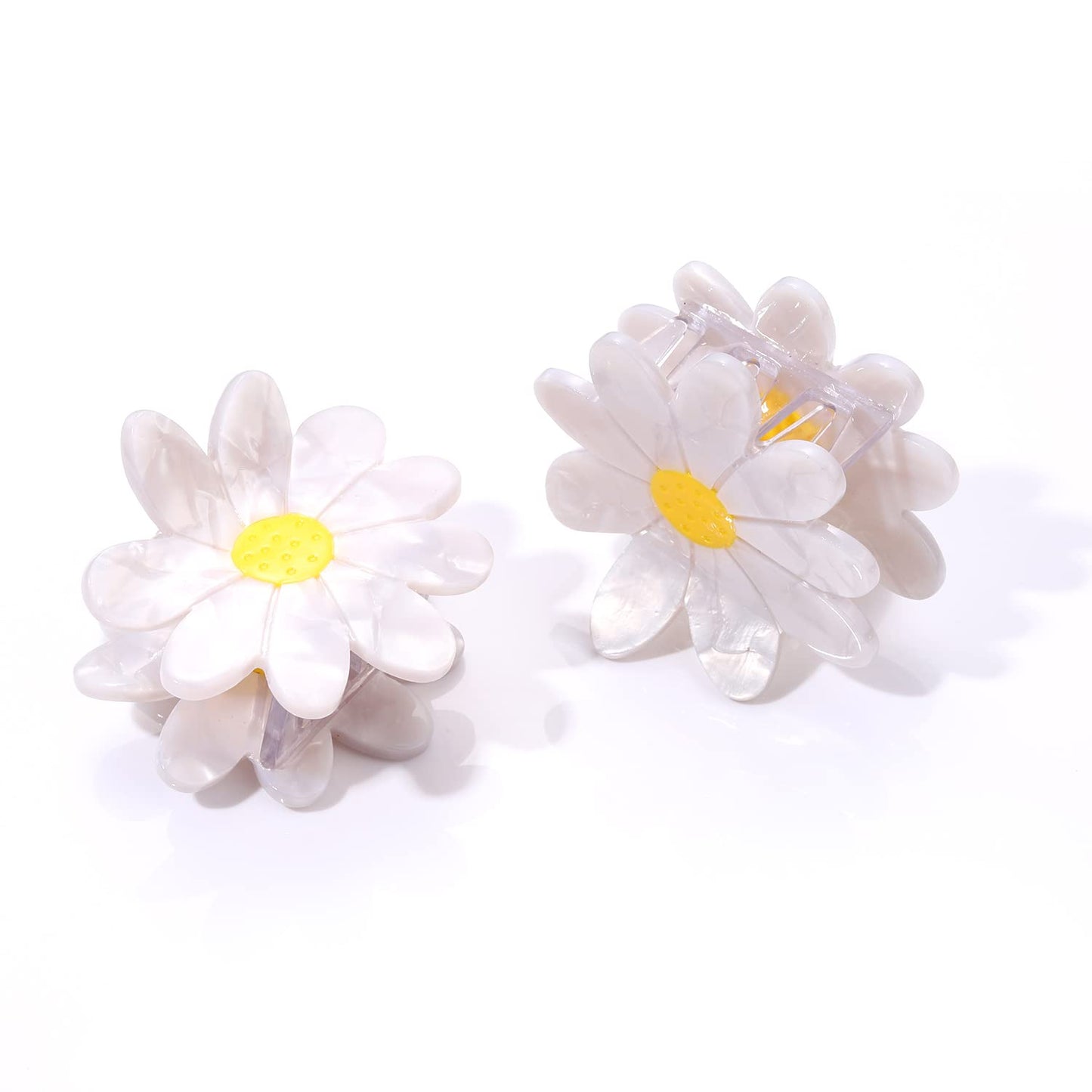 Vokone Flower Claw Clip Acrylic Daisy Sunflower Claw Hair Clip for Women Hair Jaw Grip Strong Holder for Thick Thin Hair (Daisy)