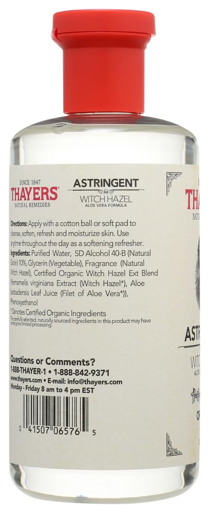 Thayers Witch Hazel with Aloe Vera, Original Astringent 12 oz (Pack of 4)