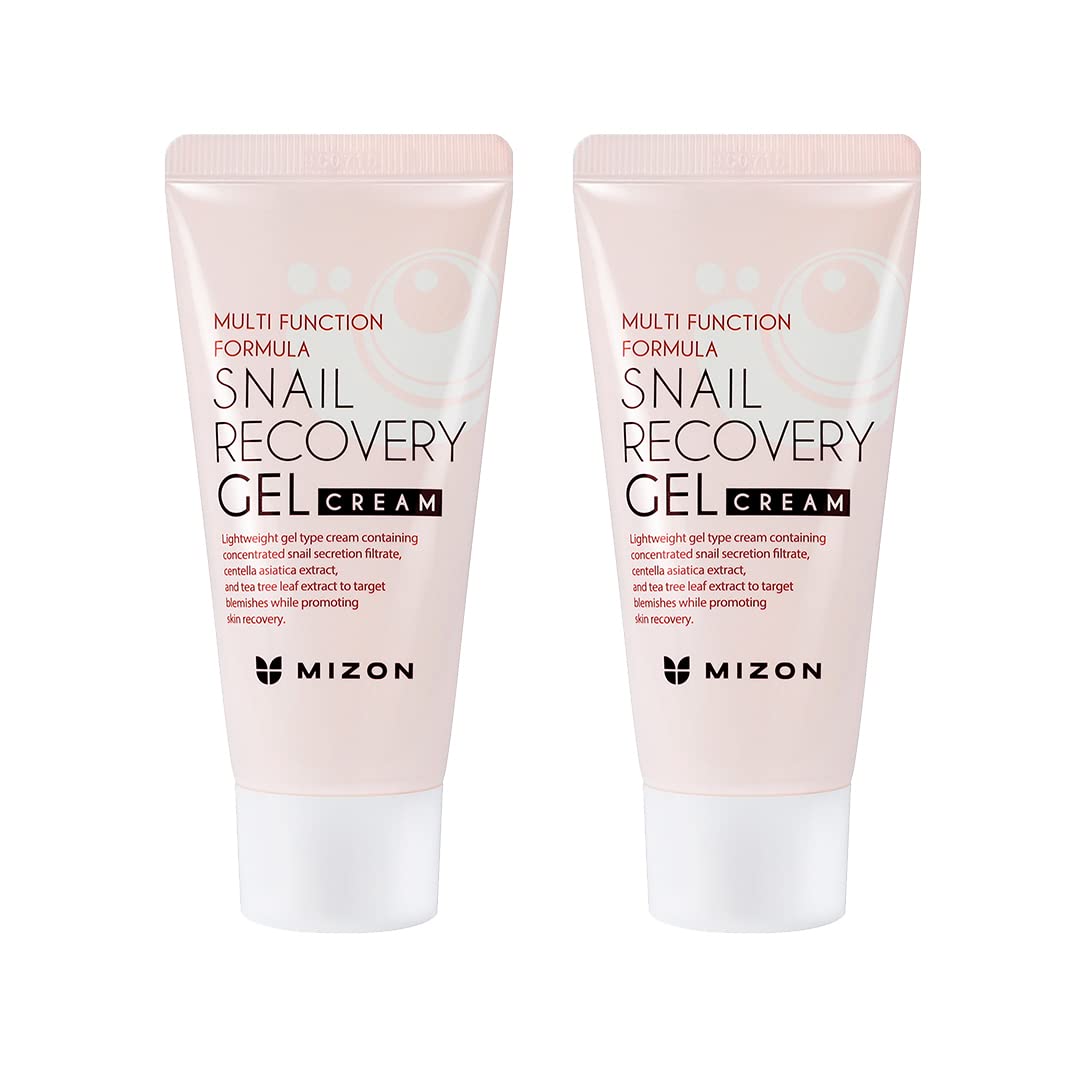 MIZON Set of Two Snail Recovery Gel Cream Snail Mucin for Fine Lines Skin Elasticity Moisture Fragrance-Free Korean Skincare(45ml 1.52 fl.oz -Pack