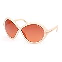 Tom Ford Sunglasses FT 1070 Jada 25T Shiny Ivory, t Logo/Gradient Burgundy T