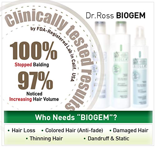 Dr ROSS' BIOGEM Clinically Proven Hair Loss Hair Care : Shampoo, Conditioner 10 Ounces for Oily Scalp Safety, Efficacy Test 100 Percent Stopped