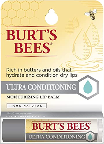 Burt's Bees Ultra Conditioning Moisturizing Lip Balm, Lip Moisturizer Rich in Oils and Butters, Natural Origin Lip Care, 1 Tube, 0.15 oz.