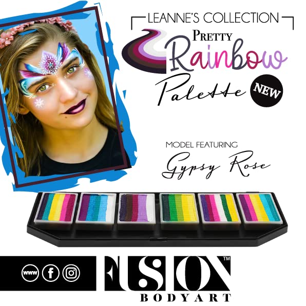 Fusion Body Art Pro Quality Professional Face Painting Palette - Leanne's Pretty Rainbow | Hypoallergenic Safe & Non-Toxic - Perfect for Full Face