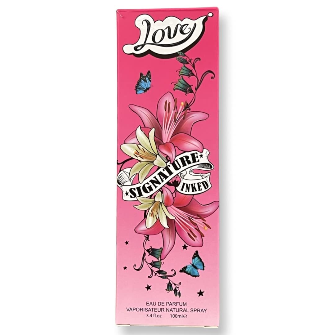 United Scents LOVE SIGNATURE INKED - Eau de Parfum for Women - Notes of Mango, Grapefruit, and Wild Strawberry - 3.4 Fl Oz