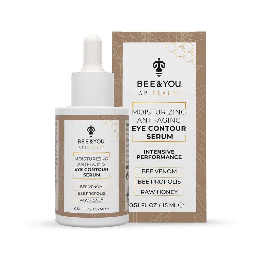 BEE and YOU Eye Serum, Anti Aging, Anti Wrinkle Serum 100% Natural with Bee Venom, Propolis Extract, Raw Honey, Hyaluronic Acid, For Dark Circles