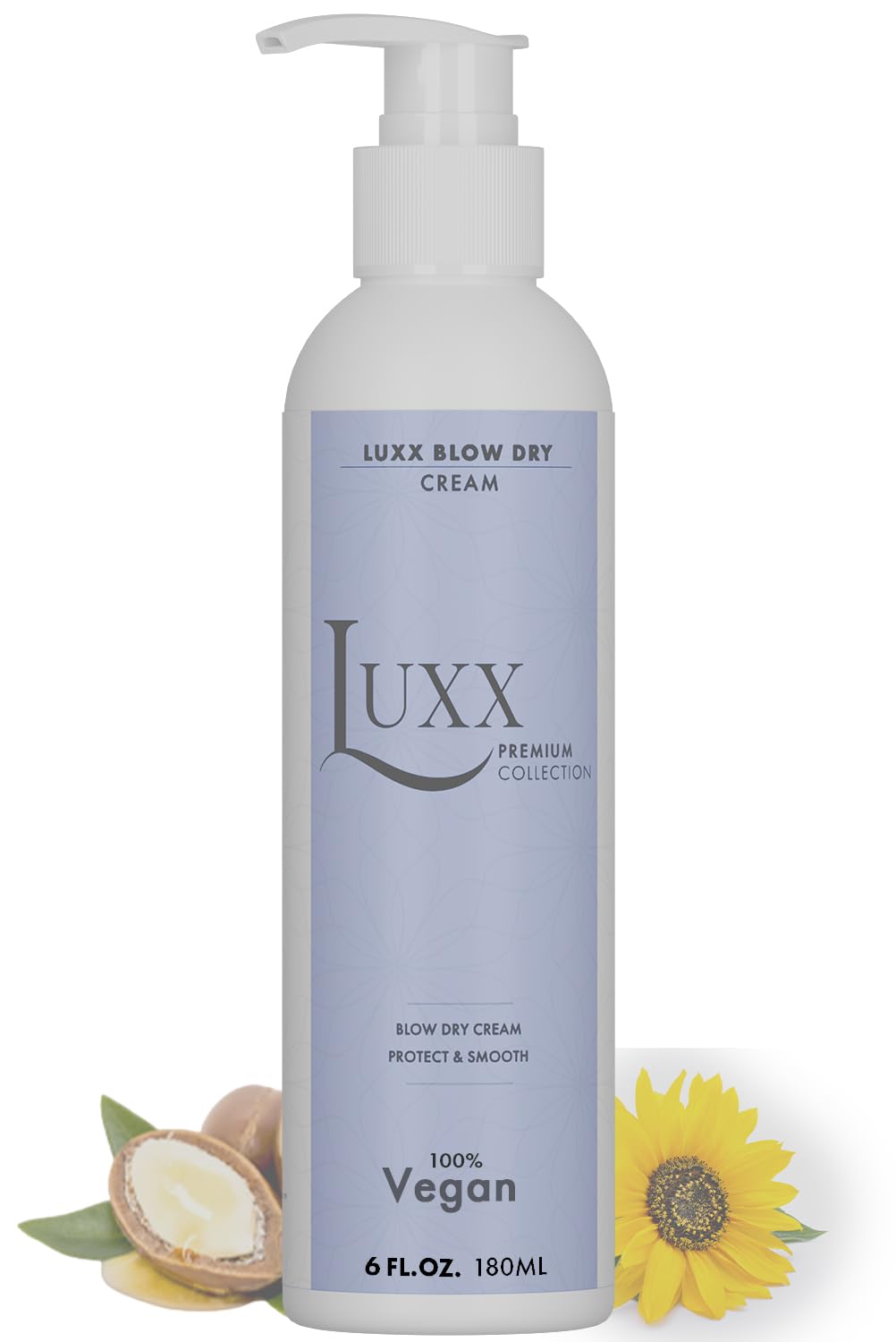 Luxx Blow Dry Cream | Frizz Control | Vegan Heat Protectant Styling Cream | Infused with Argan Oil & Shea Butter | Sulfate & Paraben-Free (6 Fl. Oz)