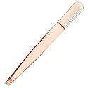 Amaok Eyebrow Tweezer with Comb - Tweezer Slant Tip, Professional Stainless Steel Slant Tip Tweezer - The Best Gold Precision Eyebrow Tweezers