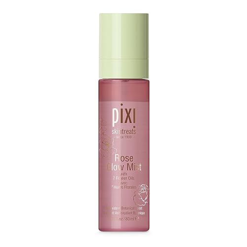 Pixi Beauty Rose Glow Mist | Hydrating Makeup Setting Spray with Rose Water & 21 Natural Oils | Luminous Dewy Finish | All-Day Hold | Refreshes & Sets