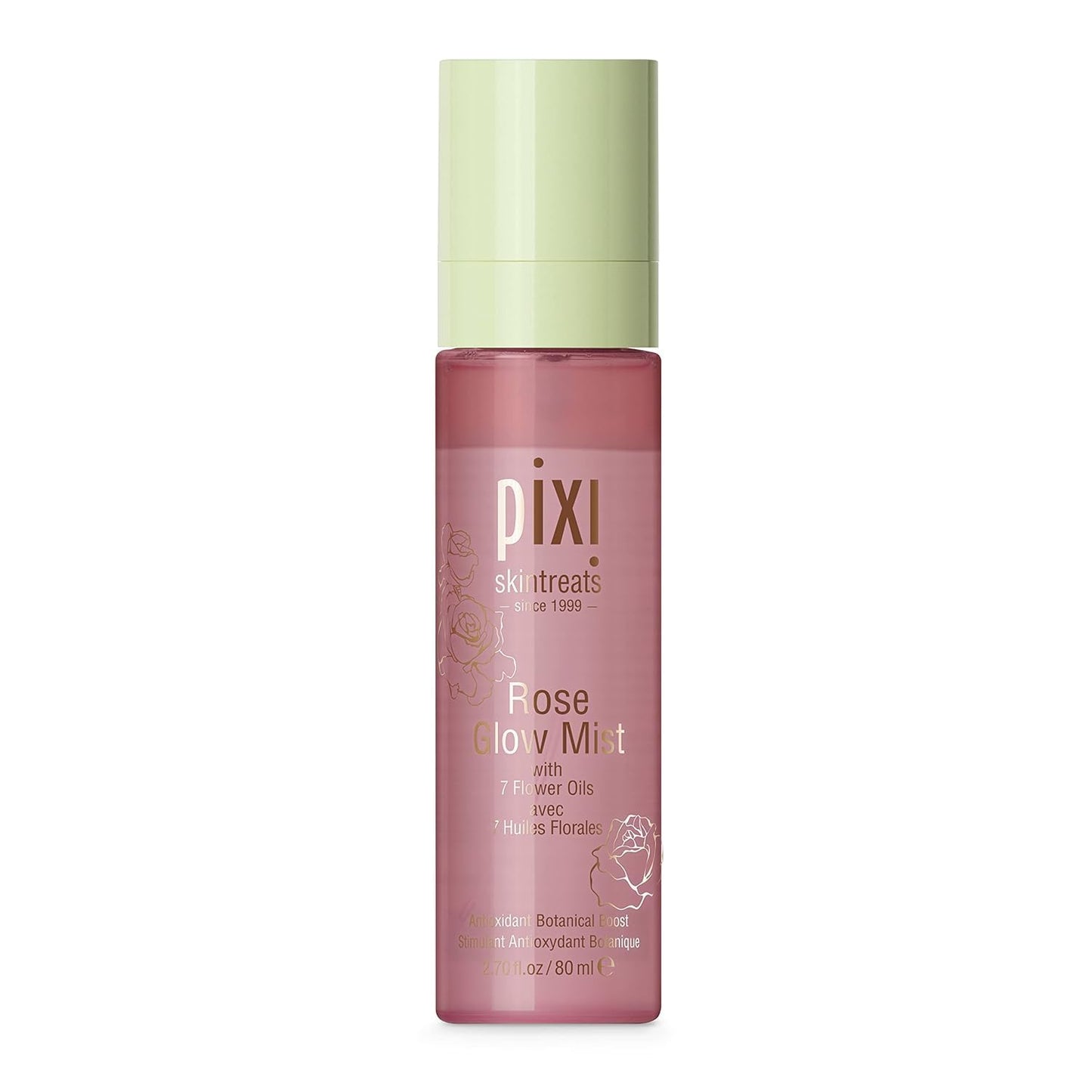 Pixi Beauty Rose Glow Mist | Hydrating Makeup Setting Spray with Rose Water & 21 Natural Oils | Luminous Dewy Finish | All-Day Hold | Refreshes & Sets