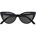 OWL Cateye Sunglasses for Women Vintage Trendy 1950's All Black Frame Smoke Lens