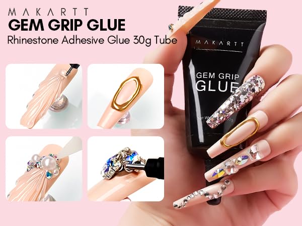 Makartt No Wipe Rhinestone Glue for Nails, 30G Super Strong Nail Charm Glue Bling Gel for 3D Decorations Nail Art Gems Jewelry Diamond for Nail Techs Beauty and Personal Care Makartt