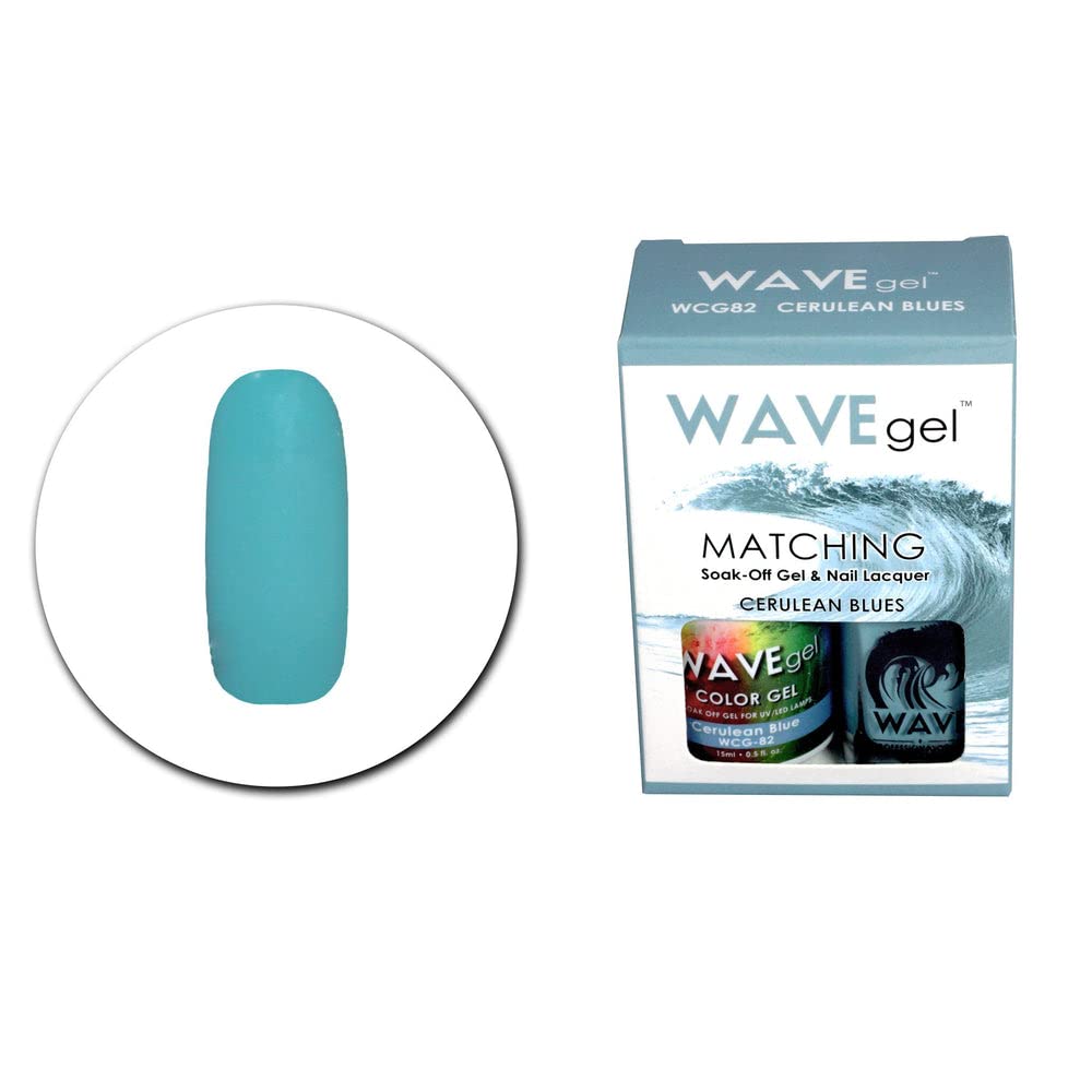 WAVEGEL Soak-0ff Gel & Nail Lacquer Matching Duo Set - Cerulean Blues - WCG82-82 I 0.5 Oz Beauty & Personal Care WAVE gel