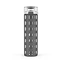 Ello Syndicate Glass Water Bottle with One-Touch Flip Lid, Grey , 20-ounce