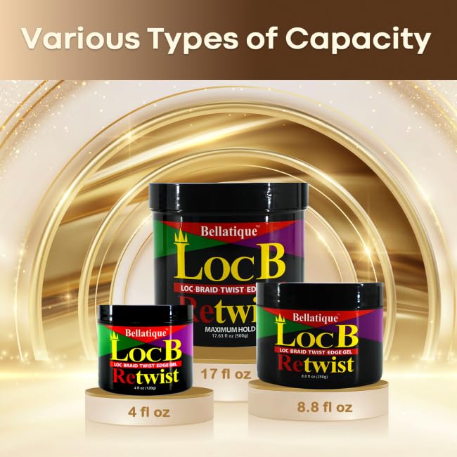 Loc B Retwist Loc, Braid, Twist, Edge Gel for Natural, Relaxed, Dry, Dull, & Brittle Hair (17.63 oz)