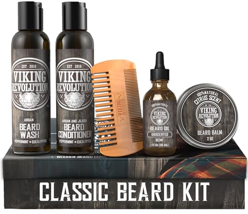 Viking Revolution Ultimate Conditioner for Men's Beard Grooming - Softens, Smoothes and Soothes Beard Itch- Contains Wash, Conditioner, Beard Oil