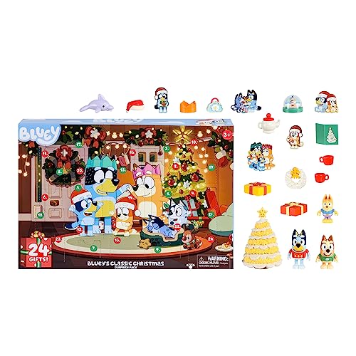 Bluey Toys for Girls and Boys, 24 Days of Surprises, Kids Advent Calendar w/Accessories, Stickers & Mini Christmas Tree