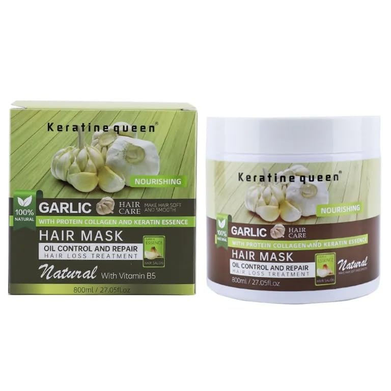 STYLE TREE Keratinequeen Garlic Hair Repair Set - Shampoo, Conditioner & Mask with Collagen & Keratin - 3-Piece Sulfate-Free Set for Hair Loss, Oil