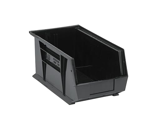 QUANTUM STORAGE SYSTEMS QUS240BR Ultra Stack & Hang Recycled Plastic Heavy Duty Part Organizer Black Bins 15" L x 9" W x 7" H 12 Pack