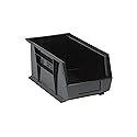 QUANTUM STORAGE SYSTEMS QUS240BR Ultra Stack & Hang Recycled Plastic Heavy Duty Part Organizer Black Bins 15" L x 9" W x 7" H 12 Pack