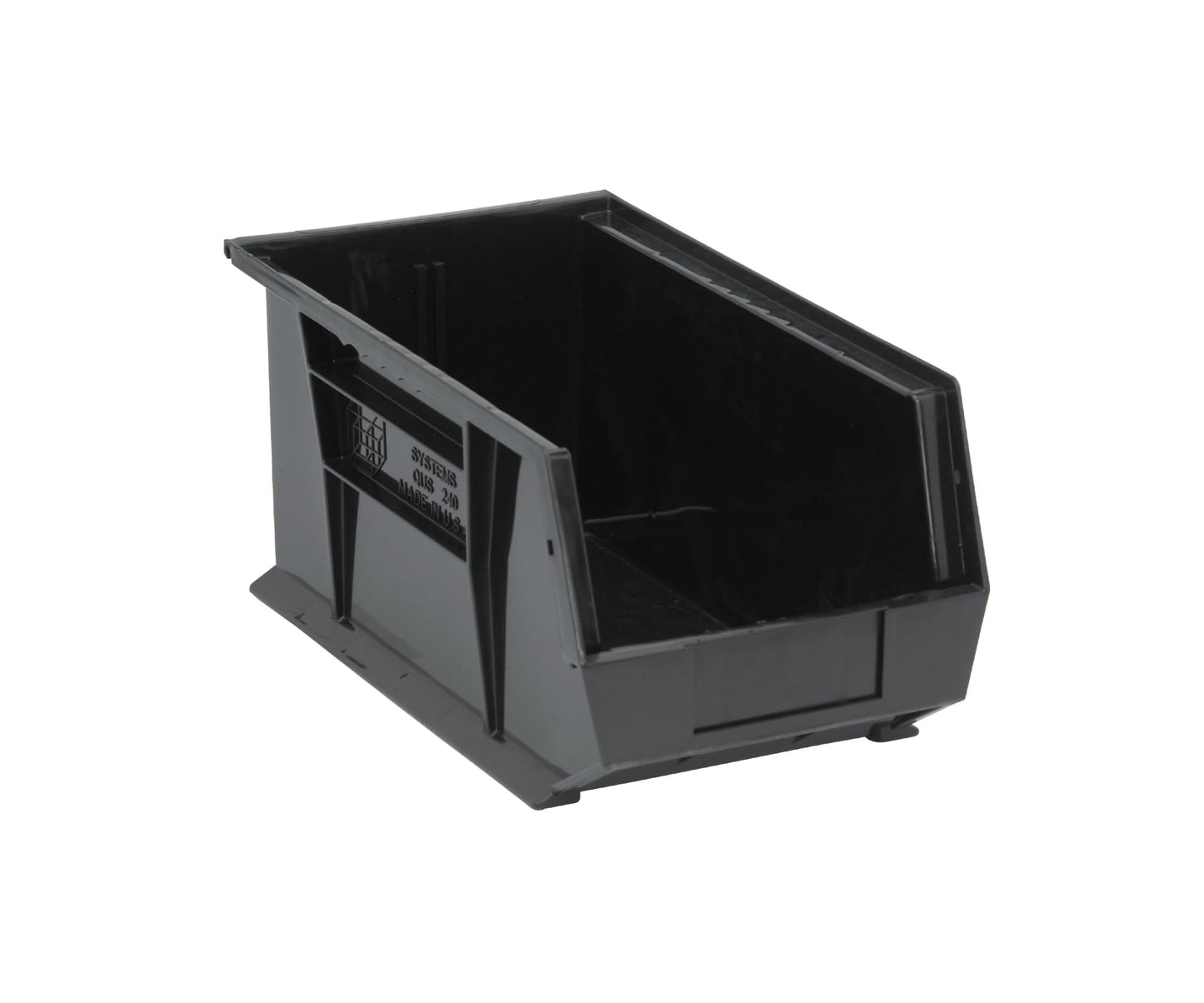 QUANTUM STORAGE SYSTEMS QUS240BR Ultra Stack & Hang Recycled Plastic Heavy Duty Part Organizer Black Bins 15" L x 9" W x 7" H 12 Pack