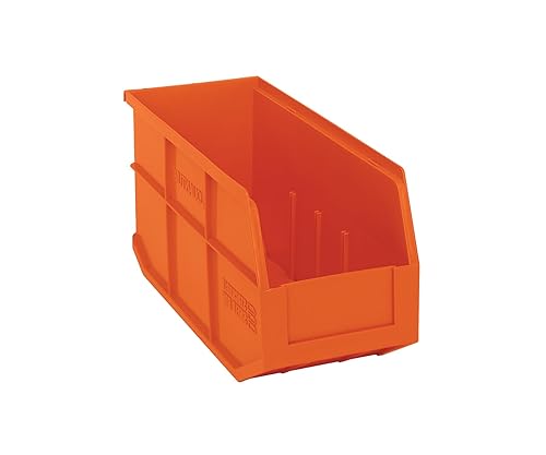 Quantum Storage K-SSB441OR-5 5-Pack Stackable Plastic Shelf Bin, 14" x 6" x 7", Orange